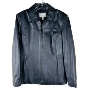 Vintage Worthington black leather zip preppy classic jacket medium